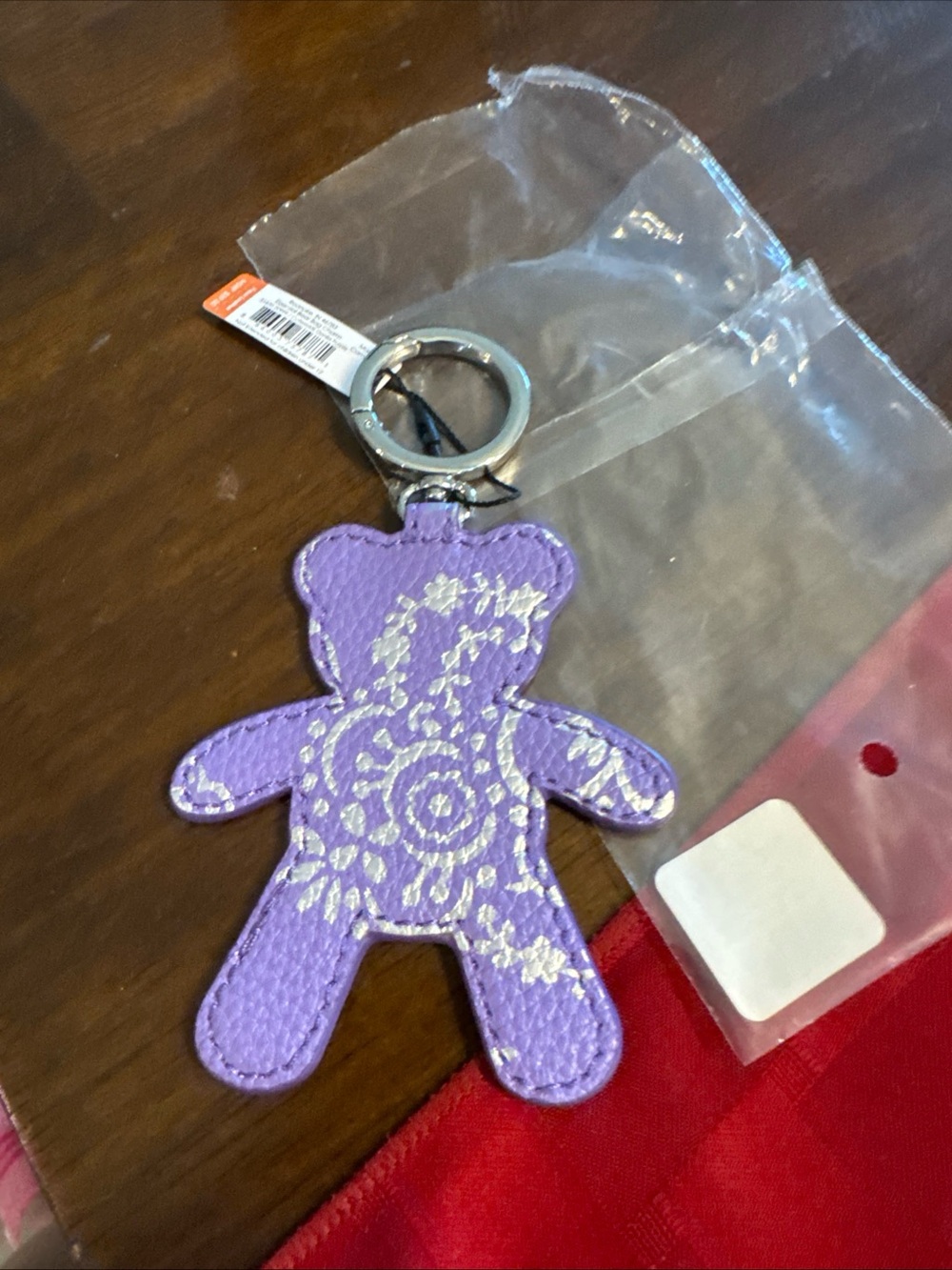 Vera Bradley Purple Teddy Bear Keychain with Silver Accent